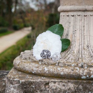 Chanel White Coated Fabric Camellia Pin Brooch Chanel | The Luxury Closet