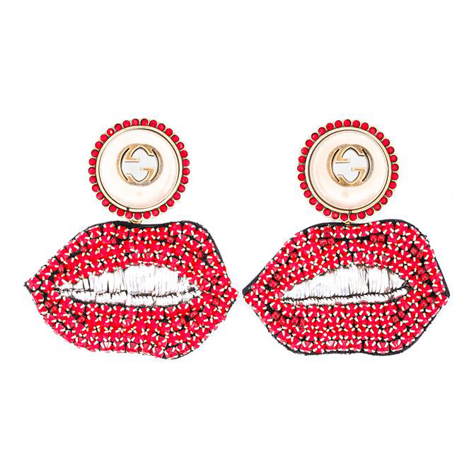 GUCCI Crystal Mouth Earrings