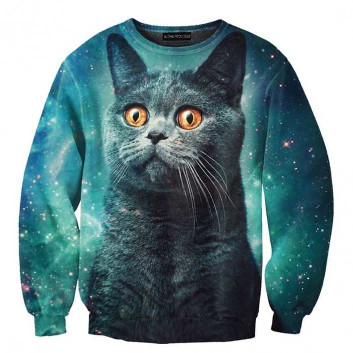ALOHA FROM DEER Blue Cat Sweater
