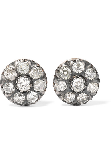 FRED LEIGHTON 1880s 18K gold diamond earrings