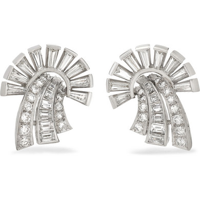 FRED LEIGHTON 1950s Platinum Diamond Clip Earrings