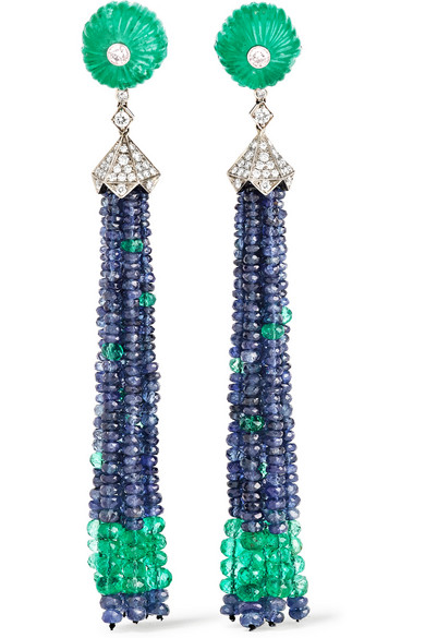FRED LEIGHTON Collection 18K emerald, sapphire and diamond earrings