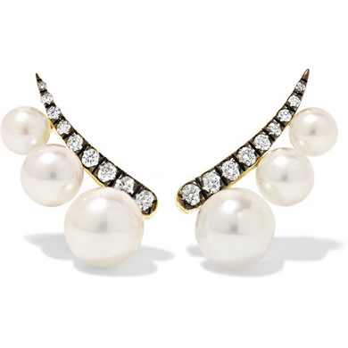 JEMMA WYNNE 18K Gold, Pearl And Diamond Earrings