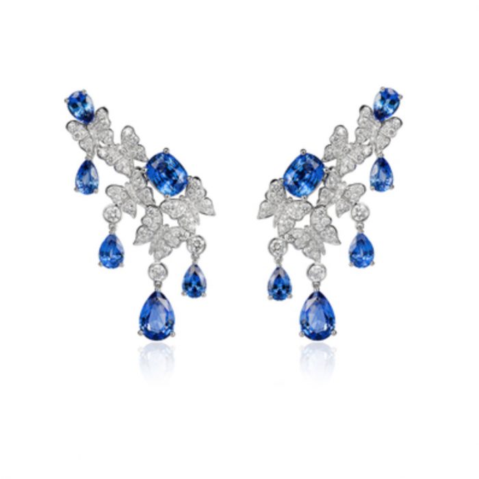 VANLELES 18K Dancing Butterfly Sapphire Earrings
