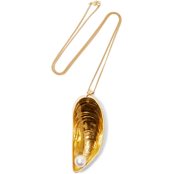 BALENCIAGA Gold-tone faux pearl necklace