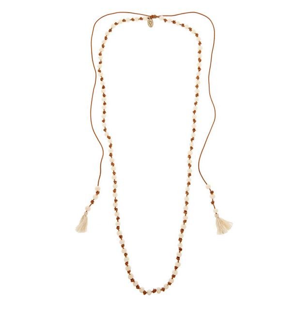 CHAN LUU Tasseled suede and pearl necklace