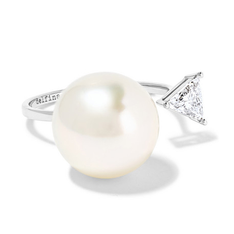 DELFINA DELETTREZ 18K white gold, pearl and diamond ring