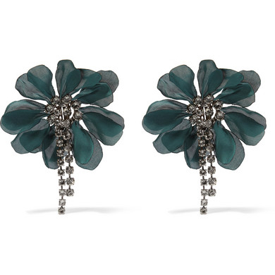 LANVIN Crystal and organza earrings