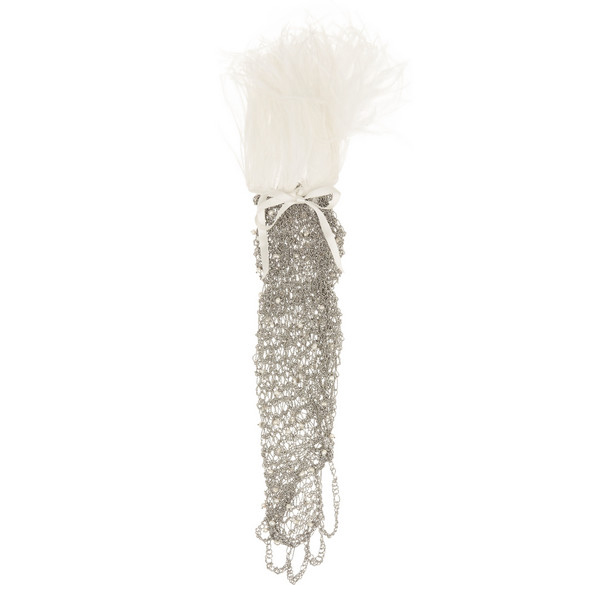 ROSANTICA Giovanna palladium-tone, pearl and feather glove
