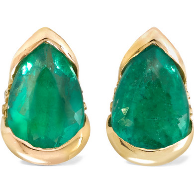 FERNANDO JORGE Bloom 18-karat gold, emerald and diamond earrings
