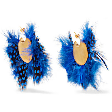 KATERINA MAKRIYIANNI Gold-plated feather earrings