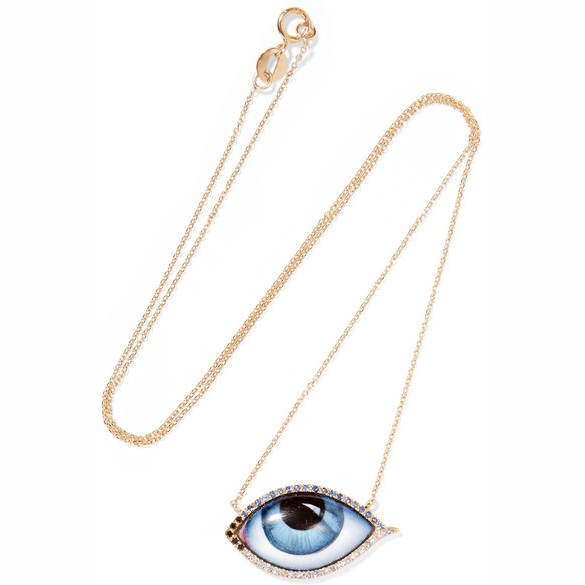 LITO 14-karat gold, diamond, sapphire and enamel necklace