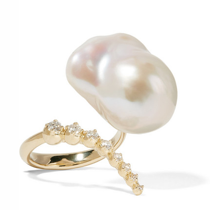 MIZUKI 14-karat gold, pearl and diamond ring