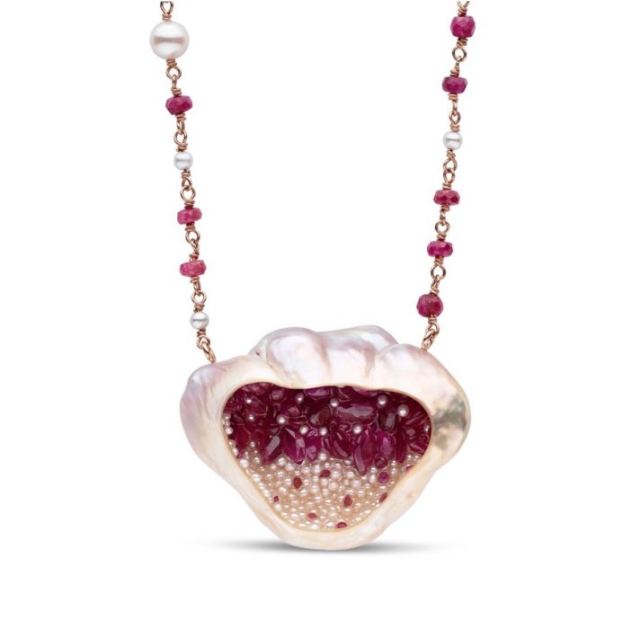 Little H Ruby And Seed Pearl Necklace