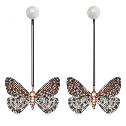 Astley Clarke Speckled Magpie Moth Bar Drop Earrings