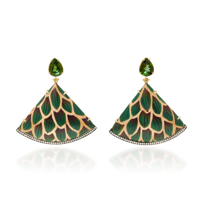Silvia Furmanovich Green Marquetry Earrings